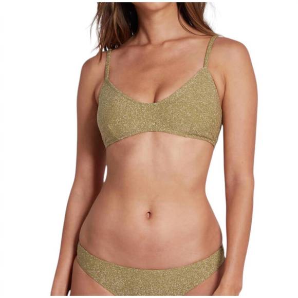 NEW SAUIPE elise bralette bikini top with adjustable straps lurex in green - Picture 1 of 3